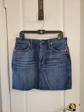 Madewell Rigid Denim Mini Skirt Raw Hem Mid-Wash - Size 29